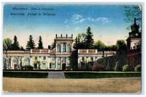 c1910 Building of Warsaw Palace in Wilanow Poland Posted Antique Postcard