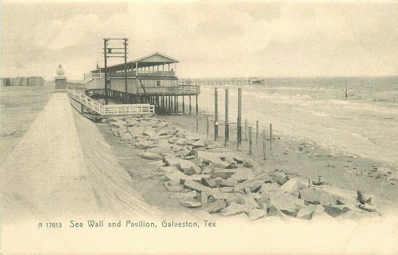 C-1905 Galveston Texas Sea Wall Pavilion Rotograph undivided Postcard 6235