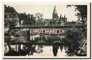 Old Postcard Paray Monial S and L Basilica Le Cloitre Bridge and Bourbince