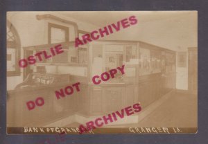 Granger IOWA RPPC c1910 INTERIOR BANK nr Des Moines Ankeny Madrid Woodward Perry