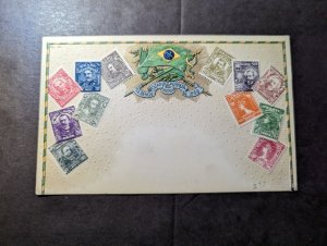 Mint 1889 Brazil Stamp on Stamp Philatelic Souvenir Postcard