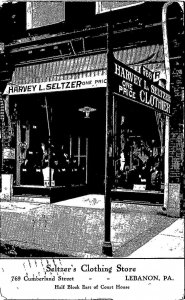 Harvey L Seltzer Clothing Store Cumberland St Lebanon PA advertising postcard