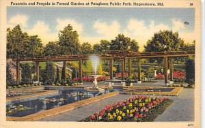 Fountain, Pergola in Formal Garden Pangborn Public Park - Hagerstown, Marylan...