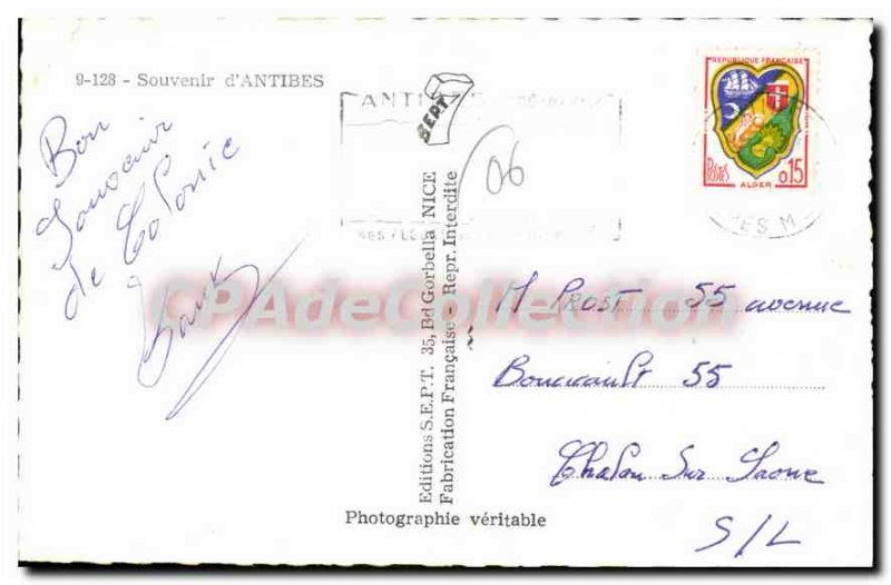 Postcard Old Antibes Remembrance