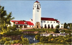 Boise, ID Idaho  UNION PACIFIC RAILROAD STATION Train Depot  ca1940's Postcard