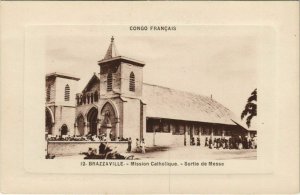 PC MISSION CATHOLIQUE BRAZZAVILLE SORTIE DE MESSE FRENCH CONGO (a22905)