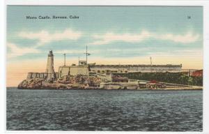 Morro Castle Lighthouse Havana Cuba linen postcard