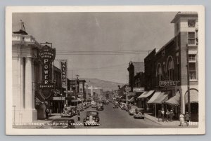 1940s Klamath Falls Main Street, Cars Downtown City Life Scene RPPC Postcard  P7