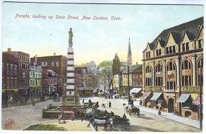 New London CT Soldiers and Sailors Monument State Street Postcard