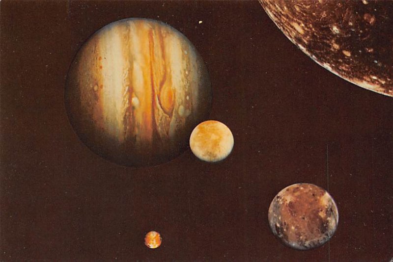Jupiter four planet size moons called Galilean satellites Space Unused 