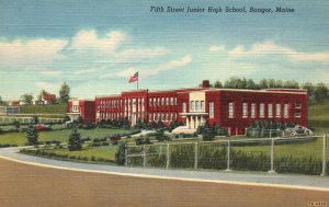 Vintage Postcard 1930's Fifth Street Junior High School Bangor ME Maine