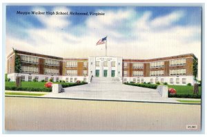 c1940s Maggie Walker High School Exterior Roadside Richmond Virginia VA Postcard