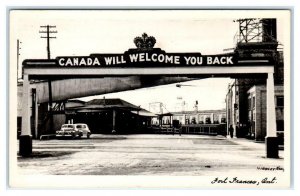 RPPC  FORT FRANCES, Ontario  CANADA WILL WELCOME YOUR BACK Arch 1950s Postcard