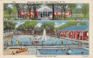 PARKERSBURG, West Virginia WV   MUNICIPAL SWIMMING POOL Roadside c1940s Postcard