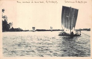 JUNK SHIPS YOKOHAMA JAPAN VIA SIBERIA TO FRANCE POSTCARD 1910