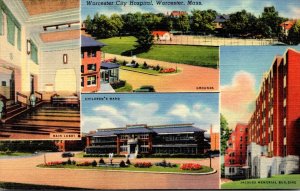 Massachusetts Worcester City Hospital Main Lobby Children's Ward Grounds...