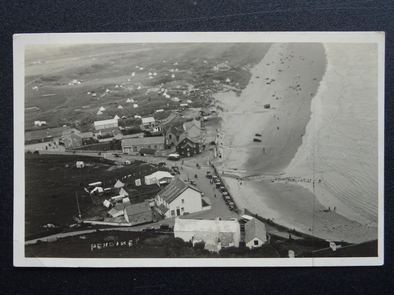 Carmarthenshire Aerial View PENDINE Beach & Tents c1920's RP Postcard by Squibbs