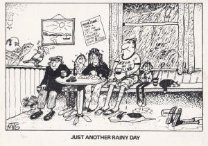 Cornwall Hotel Pub Bar Rainy Day Home Made Pie Comic Humour Postcard