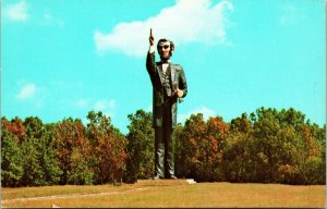 Vtg Chrome Postcard Charleston IL Illinois Abraham Lincoln Memorial Park Statue