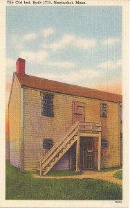 Nantucket MA, Old Jail, Town Prison, Tichnor Linen 1930-45, Architecture