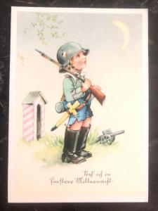 Mint Germany Picture Patriotic Postcard WW2 Soldier Child Going To War