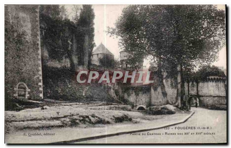 Old Postcard Fougeres Part Du Chateau Ruins Of centuries