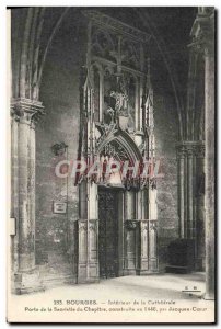 Old Postcard Bourges Interior De La Cathedrale Door of the sacristy of the Ch...