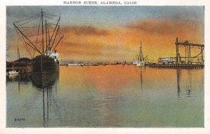 Alameda, California - Harbor Scene, Boats c1920s Vintage Postcard