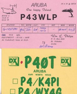 St Nicholas Aruba Island South Caribbean 2x QSL Radio Card s