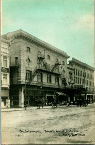 South Bend IN Michigan Street Auditorium Theatre Street View DB Postcard T17