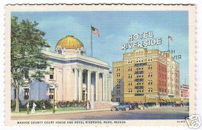 Court House Hotel Riverside Reno Nevada 1940s postcard