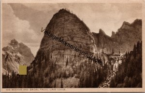 The Beehive and Bridal Falls Lake Louise Sepia Vintage Postcard PC320
