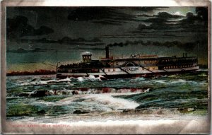 Postcard Canada QC Steamer Sovereign at Lachine Rapids near Montreal ~1910 M69