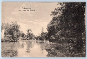 Bogor City West Java Indonesia Postcard Buitenzorg Pond With Island c1910