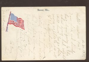 STOVER MISSOURI US FLAG 1917 FRIEDLEY BRADFORD IOWA VINTAGE POSTCARD