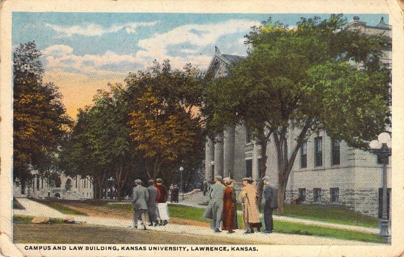 c. 1920's, Law Building, Kansas Univ, Lawrence, Kansas, KS, Old Postcard
