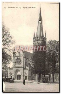 Old Postcard Epernay Notre Dame Church