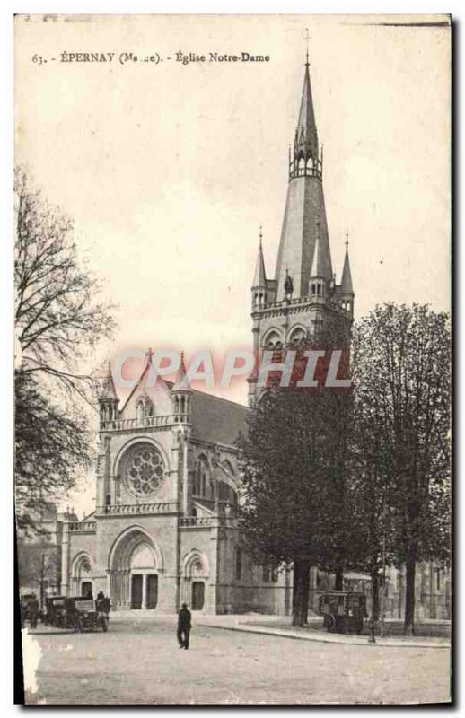 Old Postcard Epernay Notre Dame Church