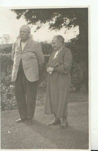 Family History Postcard - Real Photo of Elderly Couple Stood In A Garden TZ9554