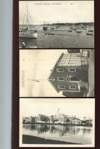 A64 Cambridge-Marblehead, 3 Pcs. THe Harbor, Dunster Univ. Unused 1950s