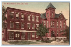 St. Mary's School Building Front Street View Iowa City, Iowa IA Antique Postcard