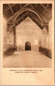 Interior Old Jamestown Church, Jamestown Island VA Vintage Postcard R78