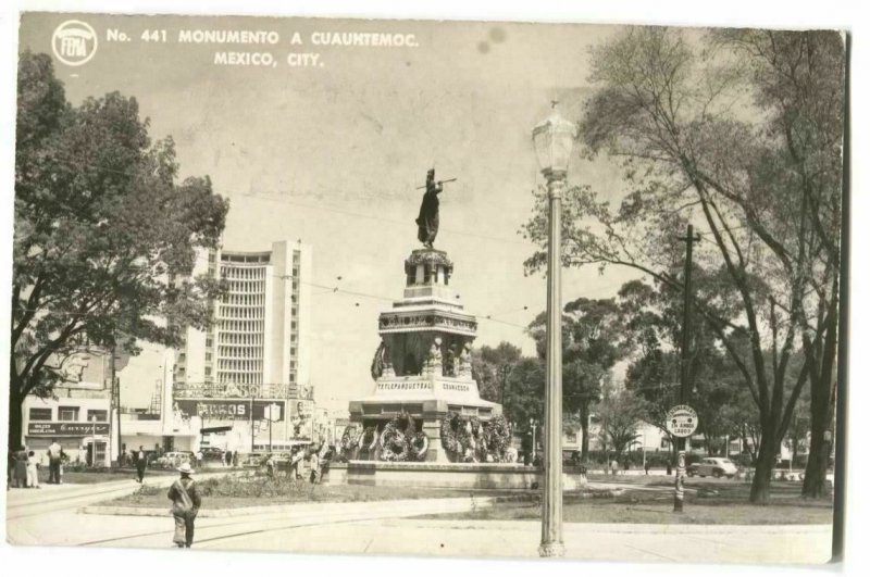 RPPC Postcard Monumento Cuauhtemoc Mexico City