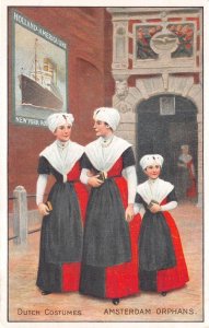 HOLLAND AMERICAN SHIP LINE AMSTERDAM ORPHANS ADVERTISING POSTCARD (c. 1910)