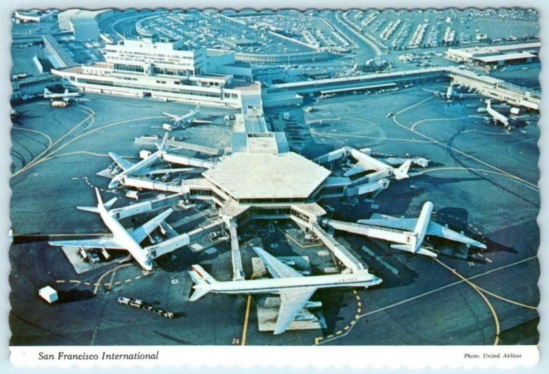 SAN FRANCISCO INTERNATIONAL AIRPORT, CA Birdseye c1970s Airplanes~ 4x6 Postcard