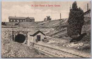 Postcard Sarnia Ontario c1910s St. Clair Tunnel Railroad Tracks Unused