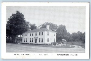 Gardiner Maine Postcard Peacock Inn Building Exterior View 1940 Vintage Unposted