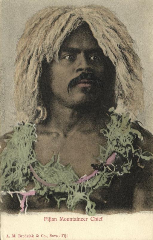 fiji islands, Native Fijian Mountaineer Chief (1899) Brodziak & Co.