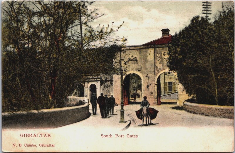 Gibraltar South Port Gates Vintage Postcard C117