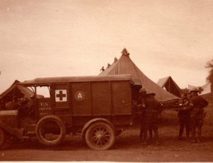 WWI Army Ambulance Soldier Helmet Medical Real Photo Postcard RPPC